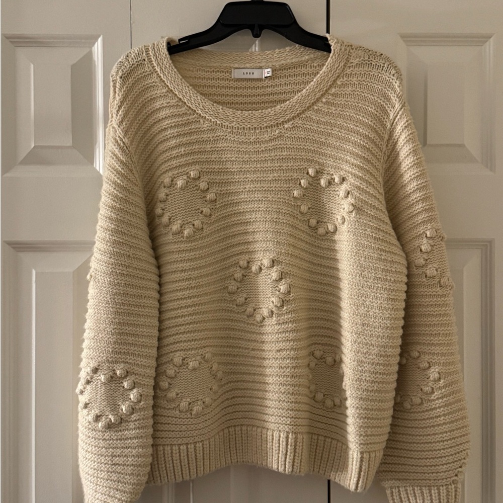 Lush Cream Textured Knit Sweater